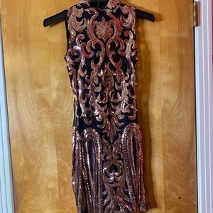 Black and Rosegold sequin dress